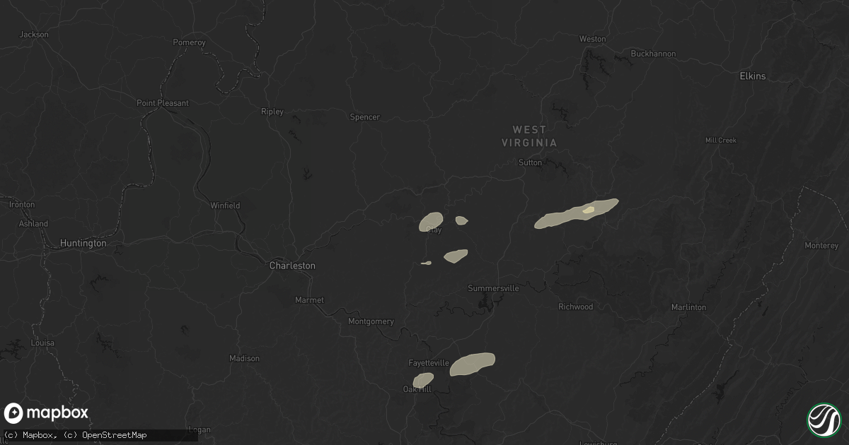 Hail map in Maysel, WV on August 2, 2026