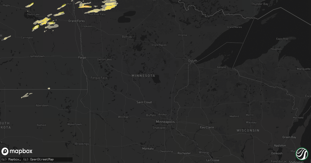 Hail map in Minnesota on August 2, 2026