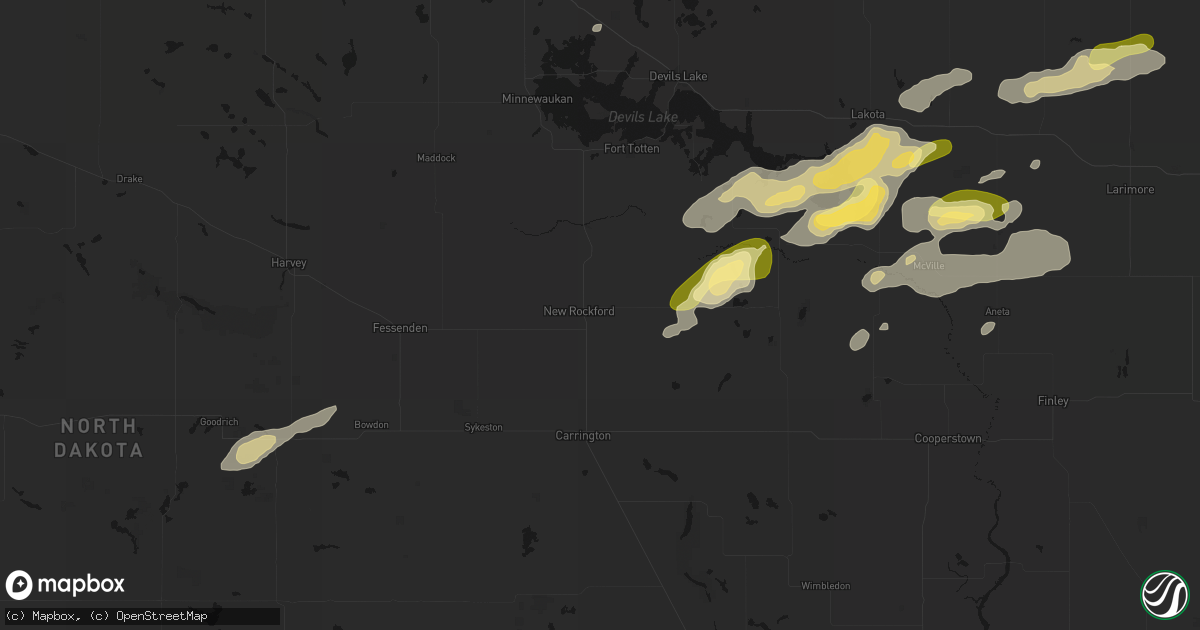Hail map in New Rockford, ND on August 2, 2026