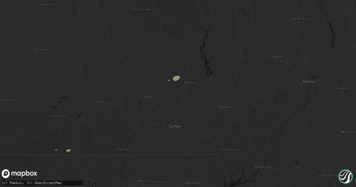 Hail map in Newville, AL on August 2, 2026