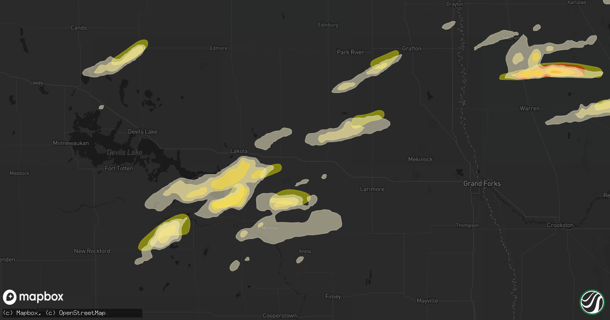 Hail map in Petersburg, ND on August 2, 2026