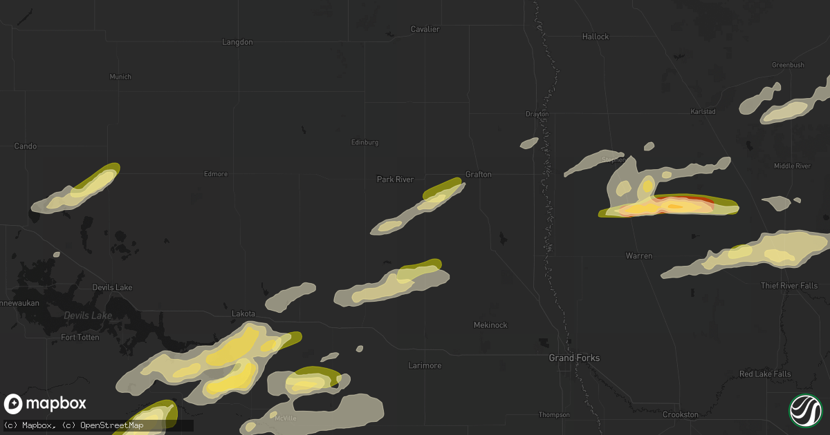 Hail map in Pisek, ND on August 2, 2026
