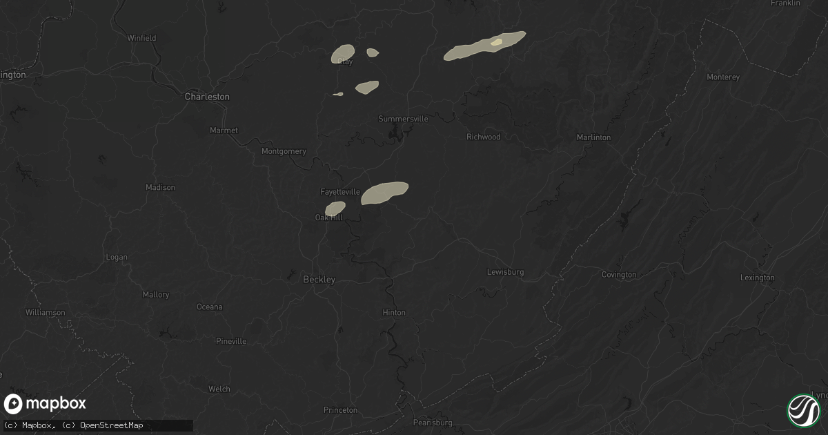 Hail map in Rainelle, WV on August 2, 2026