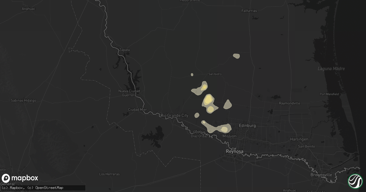 Hail map in Rio Grande City, TX on August 2, 2026