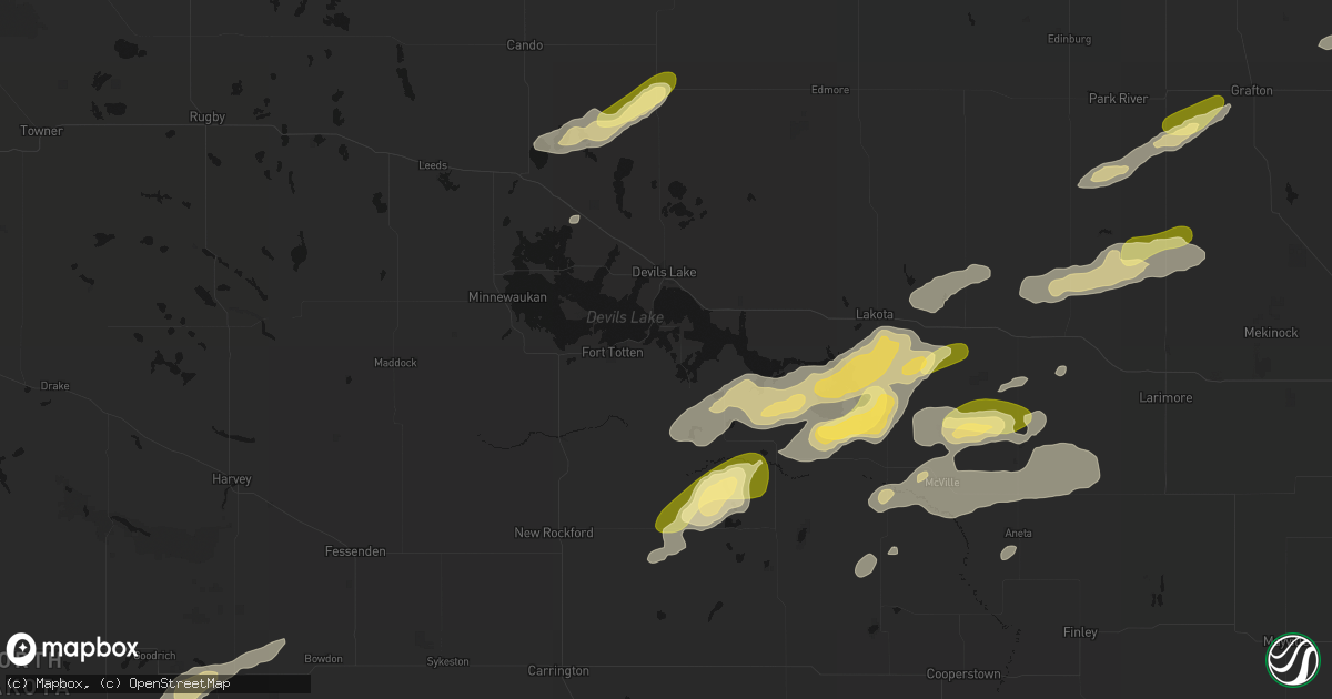 Hail map in Saint Michael, ND on August 2, 2026