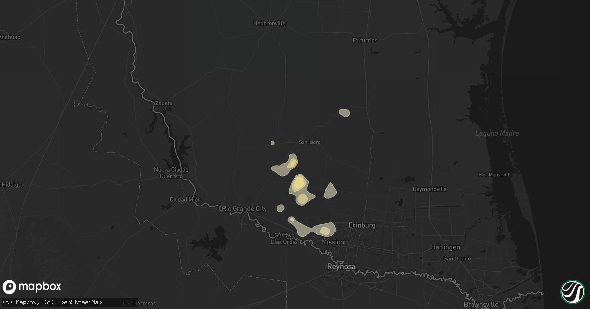 Hail map in Santa Elena, TX on August 2, 2026