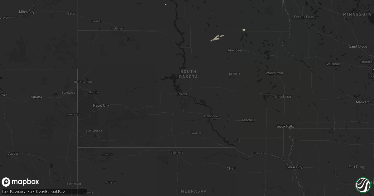 Hail map in South Dakota on August 2, 2026