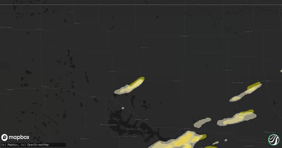 Hail map in Starkweather, ND on August 2, 2026
