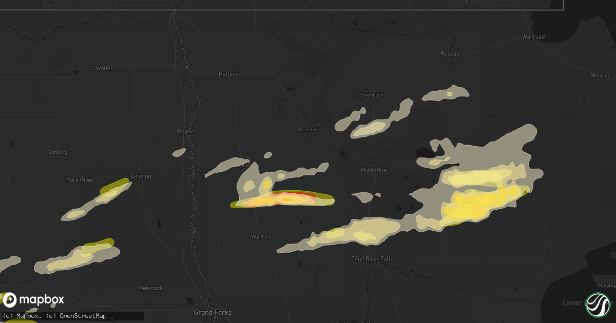 Hail map in Strandquist, MN on August 2, 2026