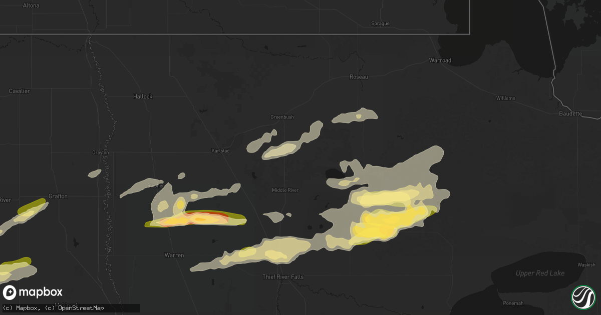 Hail map in Strathcona, MN on August 2, 2026