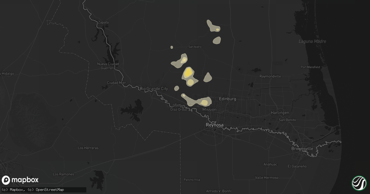 Hail map in Sullivan City, TX on August 2, 2026