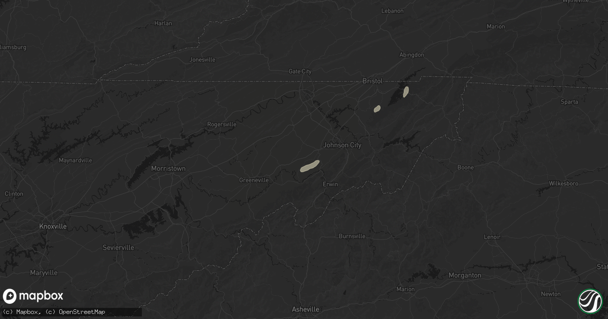 Hail map in Telford, TN on August 2, 2026