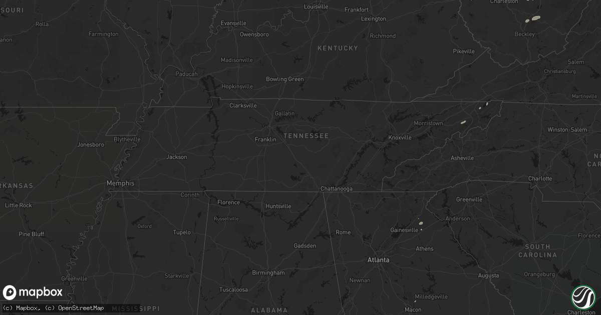 Hail map in Tennessee on August 2, 2026