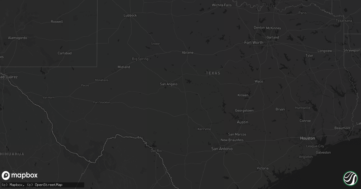 Hail map in Texas on August 2, 2026