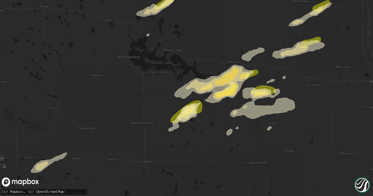 Hail map in Warwick, ND on August 2, 2026