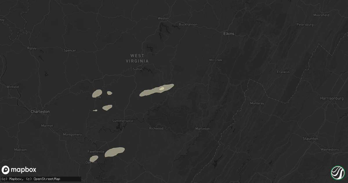 Hail map in Webster Springs, WV on August 2, 2026