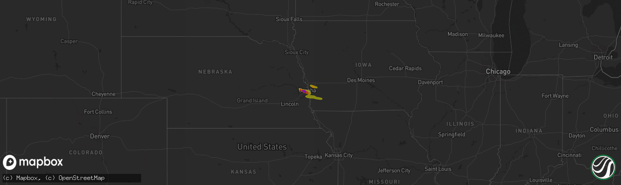Hail map in Nebraska on August 3, 2010