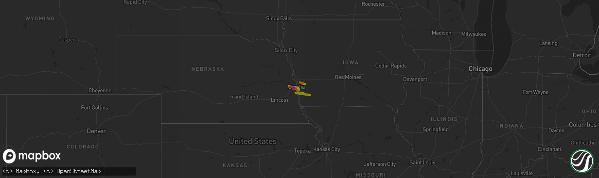 Hail map on August 3, 2010