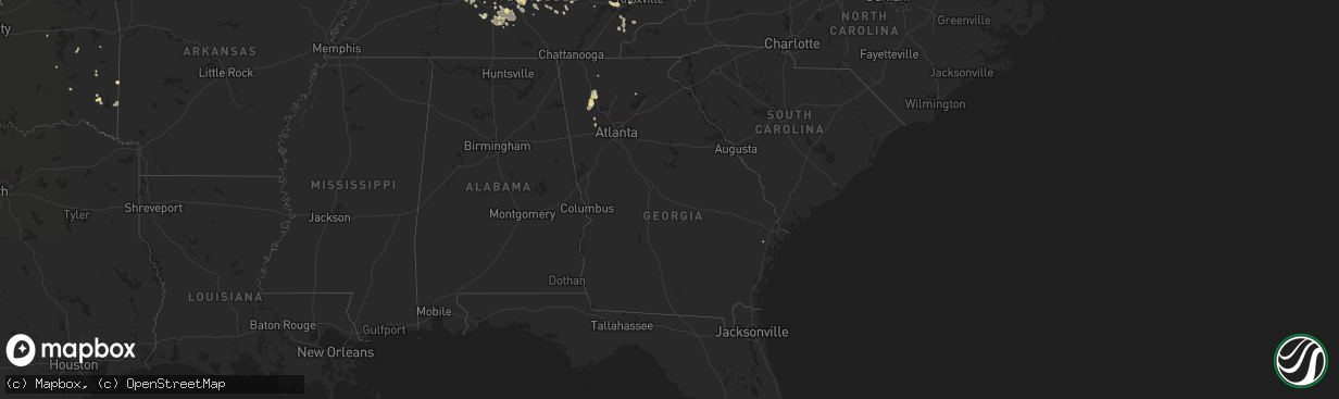 Hail map in Georgia on August 3, 2011