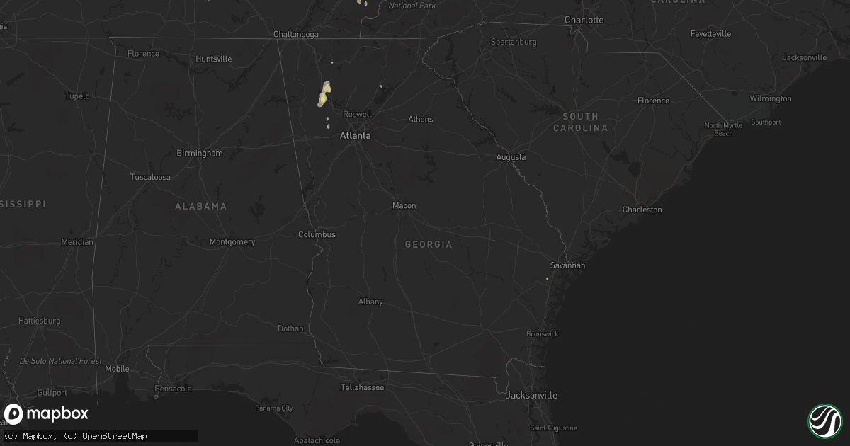 Hail map in Georgia on August 3, 2011