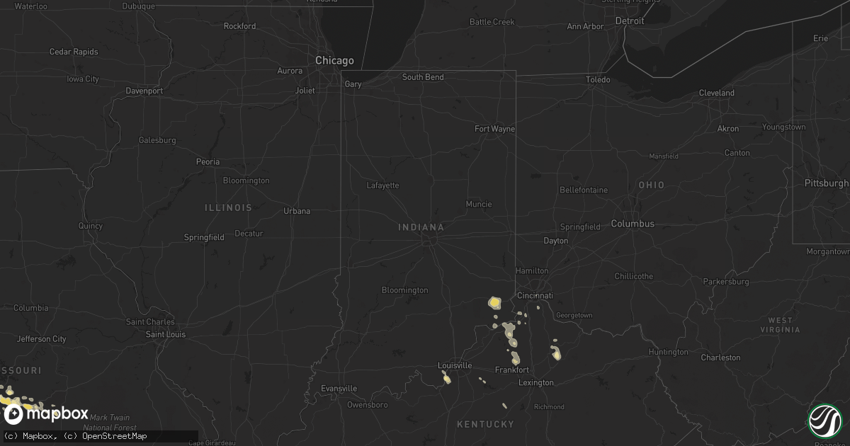 Hail map in Indiana on August 3, 2011