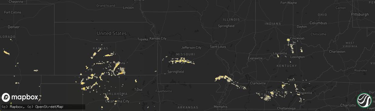 Hail map in Missouri on August 3, 2011