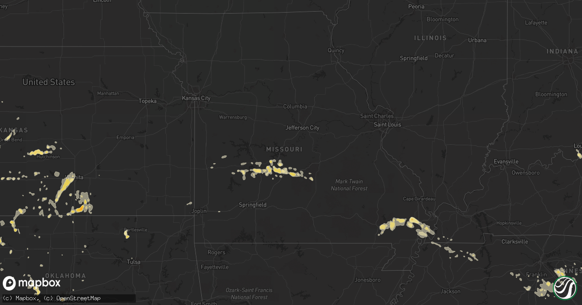 Hail map in Missouri on August 3, 2011