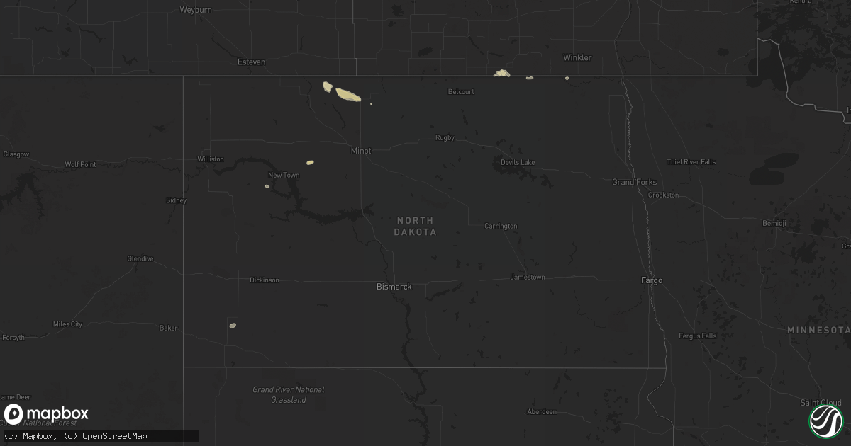 Hail map in North Dakota on August 3, 2011