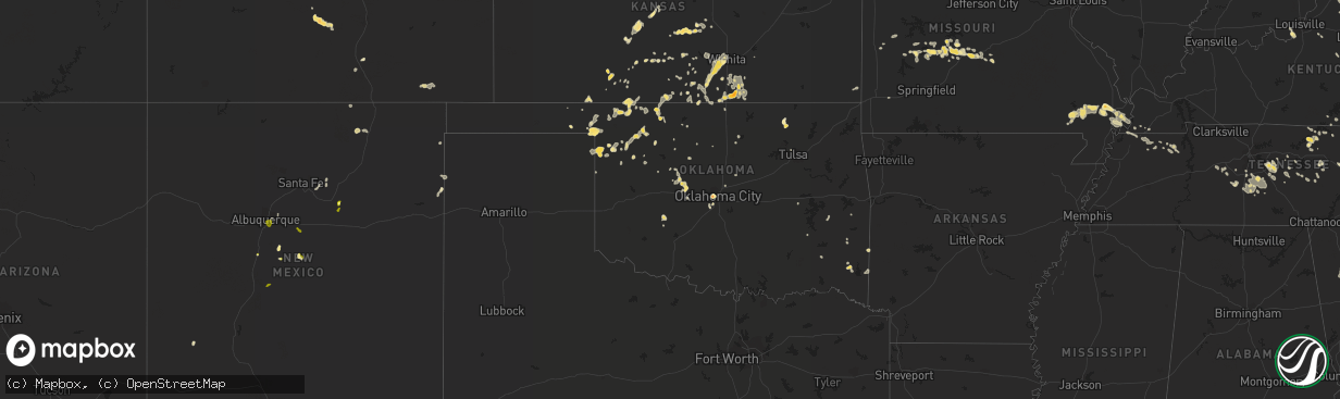 Hail map in Oklahoma on August 3, 2011