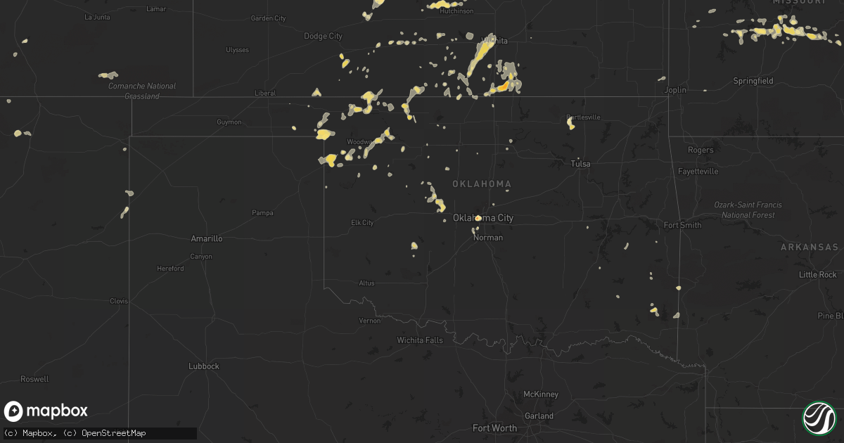 Hail map in Oklahoma on August 3, 2011