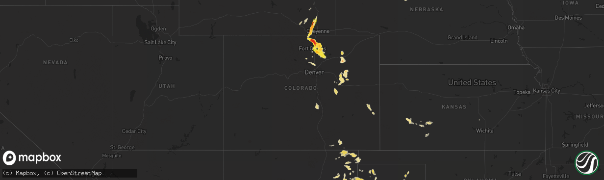 Hail map in Colorado on August 3, 2013