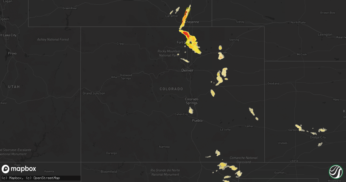 Hail map in Colorado on August 3, 2013