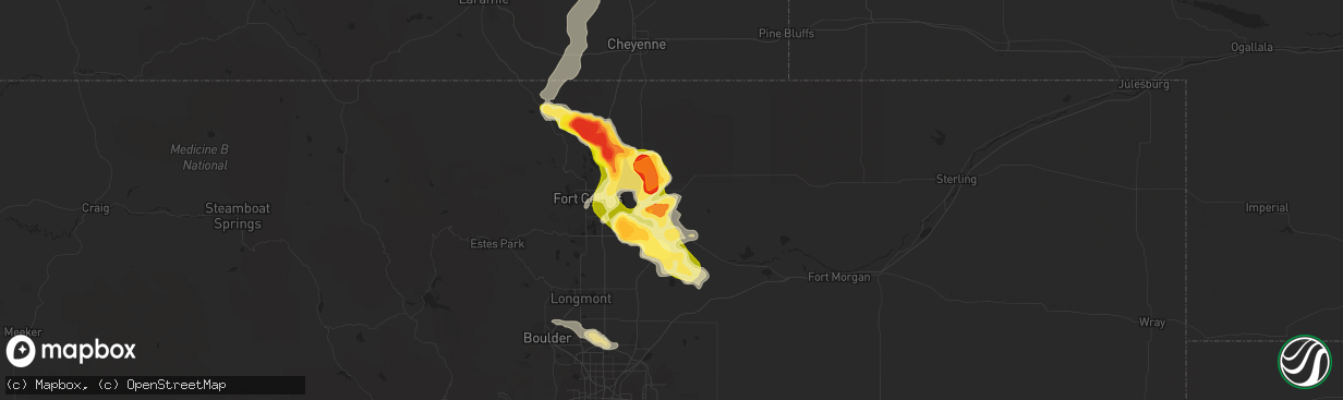 Hail map in Eaton, CO on August 3, 2013