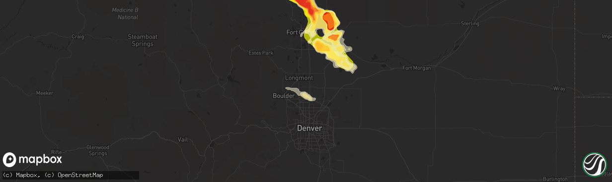 Hail map in Erie, CO on August 3, 2013