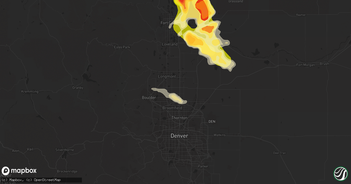 Hail map in Erie, CO on August 3, 2013