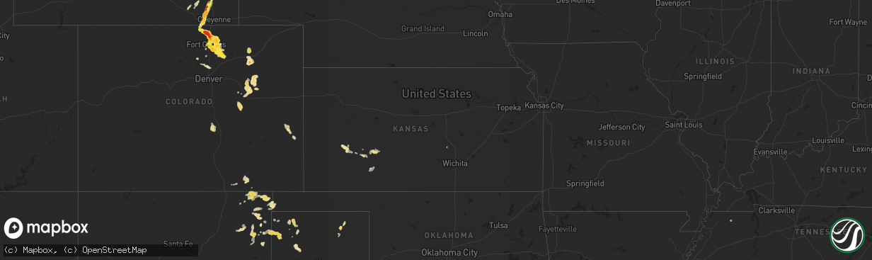 Hail map in Kansas on August 3, 2013