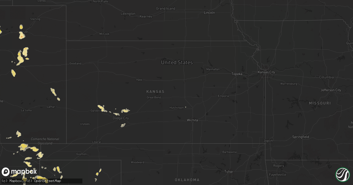 Hail map in Kansas on August 3, 2013