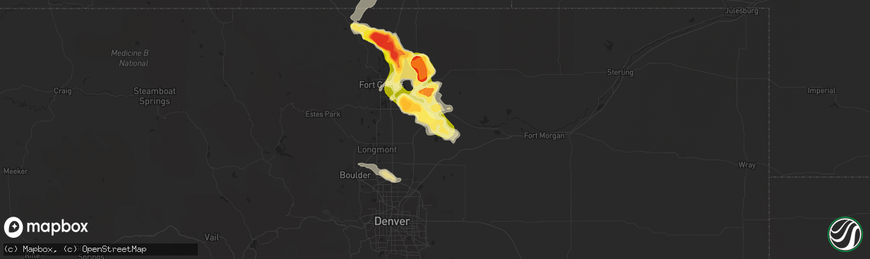 Hail map in La Salle, CO on August 3, 2013