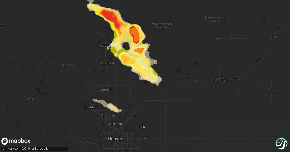 Hail map in La Salle, CO on August 3, 2013