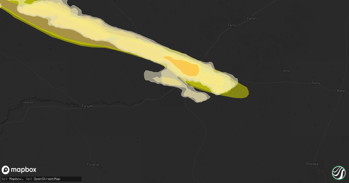 Hail map in Miles City, MT on August 3, 2013