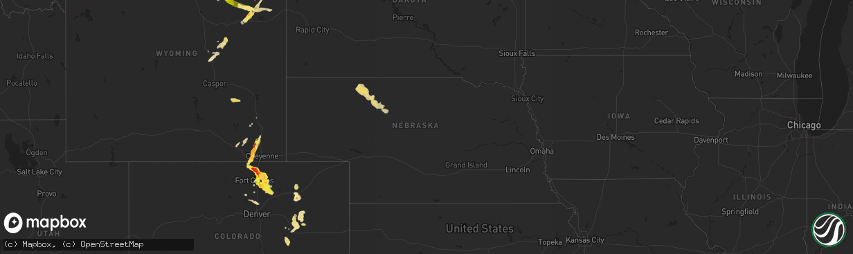 Hail map in Nebraska on August 3, 2013