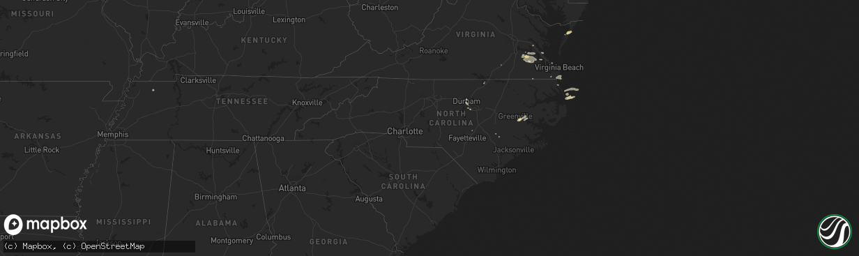 Hail map in North Carolina on August 3, 2013