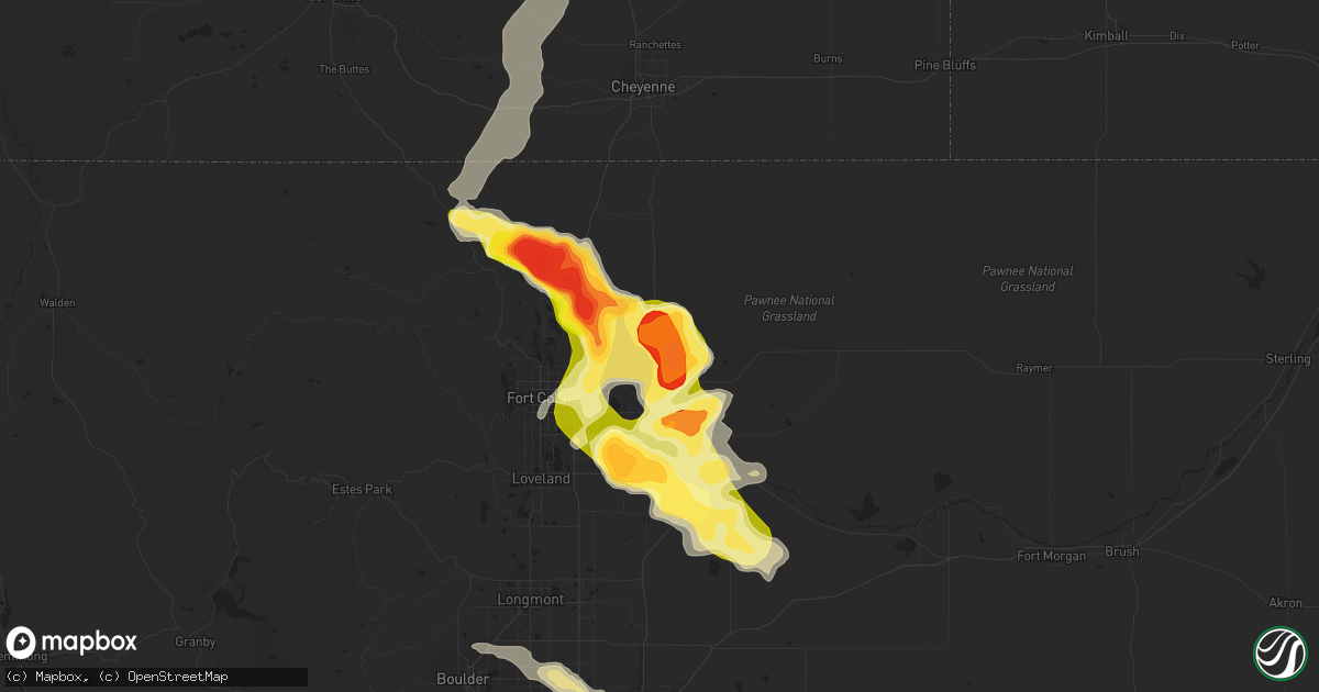 Hail map in Pierce, CO on August 3, 2013