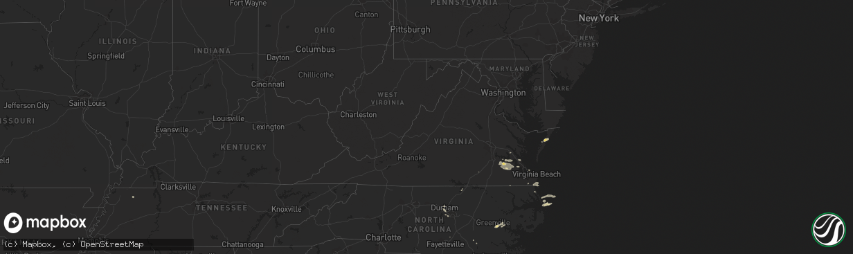 Hail map in Virginia on August 3, 2013