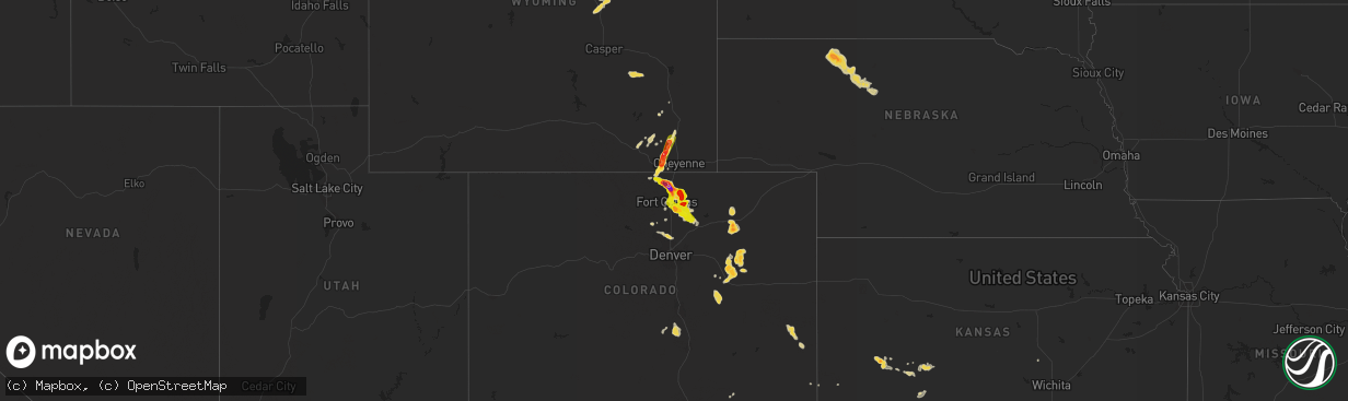 Hail map on August 3, 2013