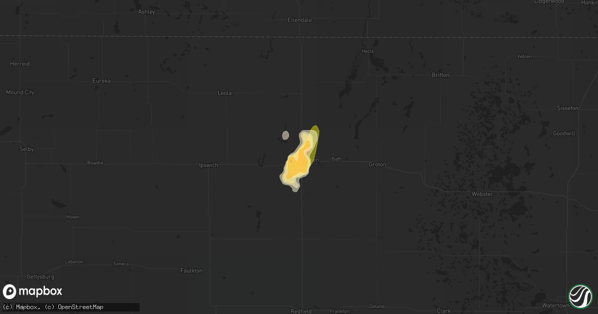 Hail map in Aberdeen, SD on August 3, 2014