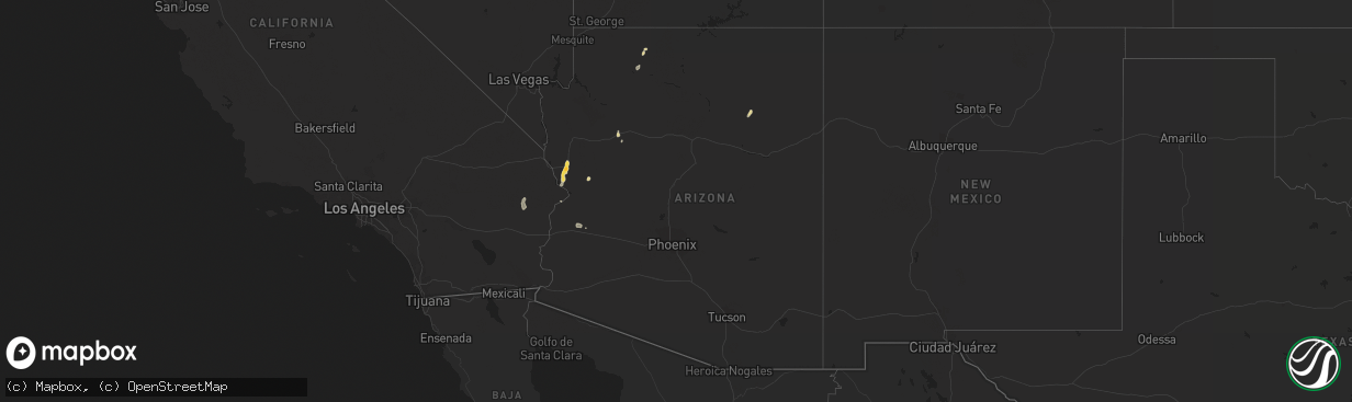 Hail map in Arizona on August 3, 2014