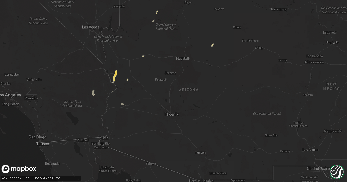 Hail map in Arizona on August 3, 2014
