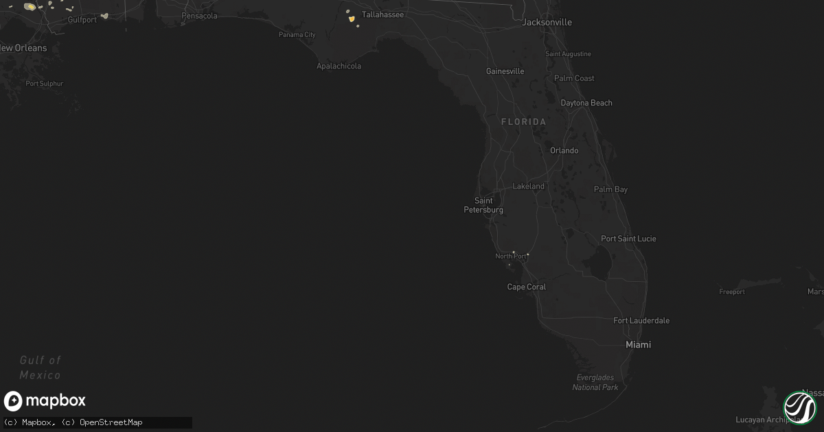 Hail map in Florida on August 3, 2014