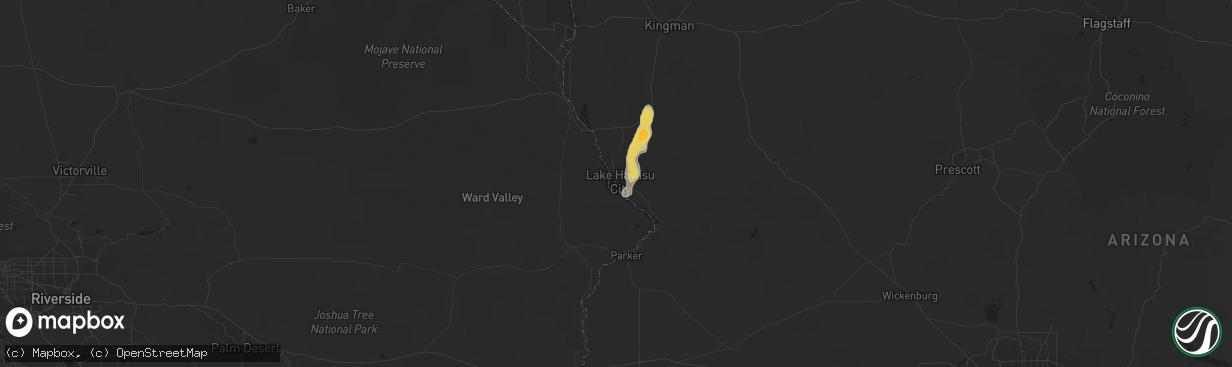 Hail map in Lake Havasu City, AZ on August 3, 2014